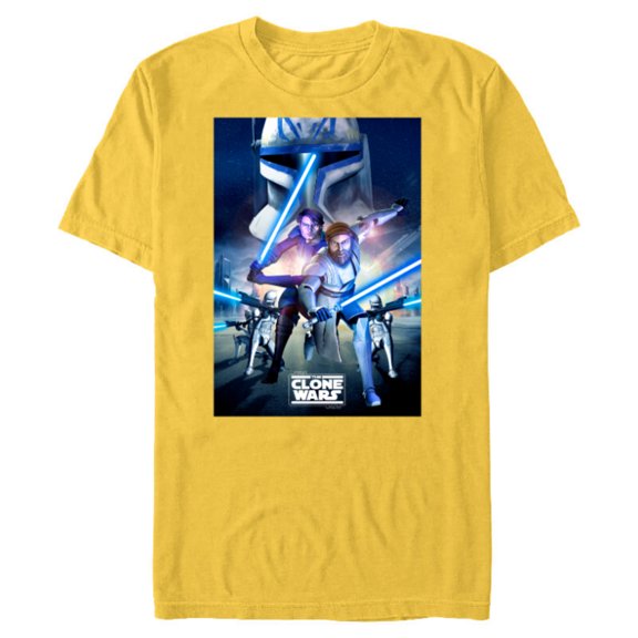 Star Wars The Clone Wars Series Poster - Short Sleeve Blended T-Shirt for Adults - Customized-Yellow