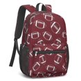 thumbnail image 2 of Football Outline Red Pattern 17" School Backpacks for Teens,Waterproof Oxford Fabric,S-Shape Padded Straps for School,Travel,Hiking,Camping, 2 of 6