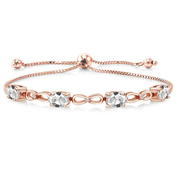 Gem Stone King 4.02 Ct White Created Sapphire E-F Lab Grown Diamond 18K Rose Gold Plated Silver Bracelet for Women