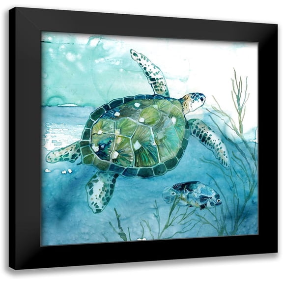 Robinson, Carol 12x12 Black Modern Framed Museum Art Print Titled - Delray Sea Turtle I