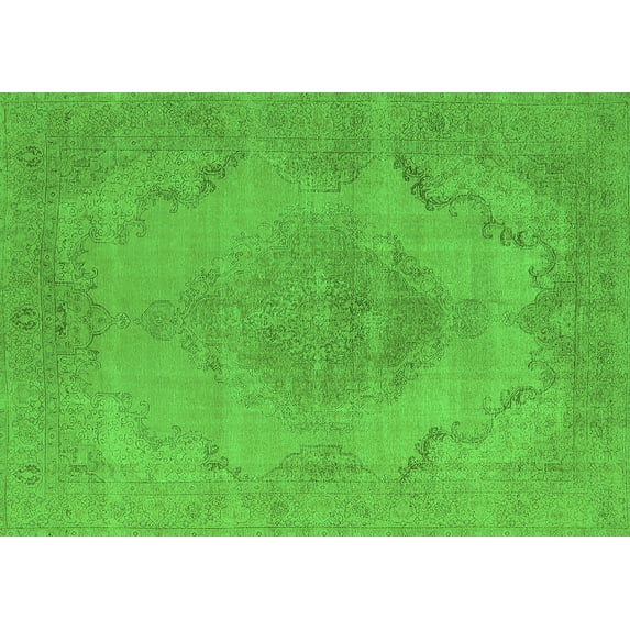 Ahgly Company Indoor Rectangle Oriental Green Industrial Area Rugs, 2' x 4'