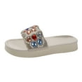 thumbnail image 4 of Teardrop Crystal Platform Slides Sandals for Women 2025 Sparkly Boho Beach Rhinestones Dress Sandals, 4 of 5