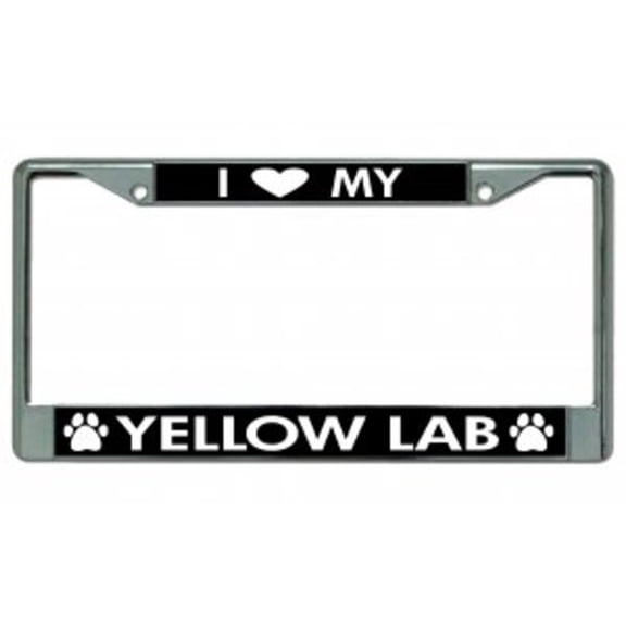 I Love My Yellow Lab Chrome License Plate Frame