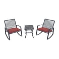 thumbnail image 6 of Outdoor Patio Bistro Metal Rocking Conversation Set with Table, Weatherproof Rope & Steel, Removable Cushion Covers, Anti-Tip Rocking Chairs for Balcony Porch, 6 of 7