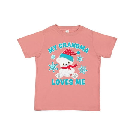 

Inktastic Polar Bear My Grandma Loves Me in Santa Hat with Snowflakes Gift Toddler Boy or Toddler Girl T-Shirt