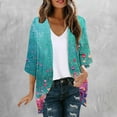 thumbnail image 2 of VEKDONE Women Floral Kimono Cardigans Casual Loose Lightweight Open Front Cardigan Summer 3/4 Sleeve Print Tops Vacation Beach Cover up, 2 of 5