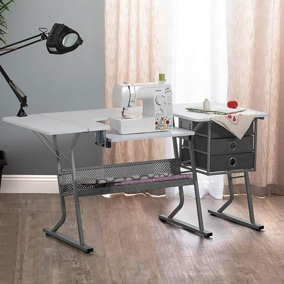 Studio Designs Eclipse Ultra Sewing Machine Craft Table Cabinet, Grey/White