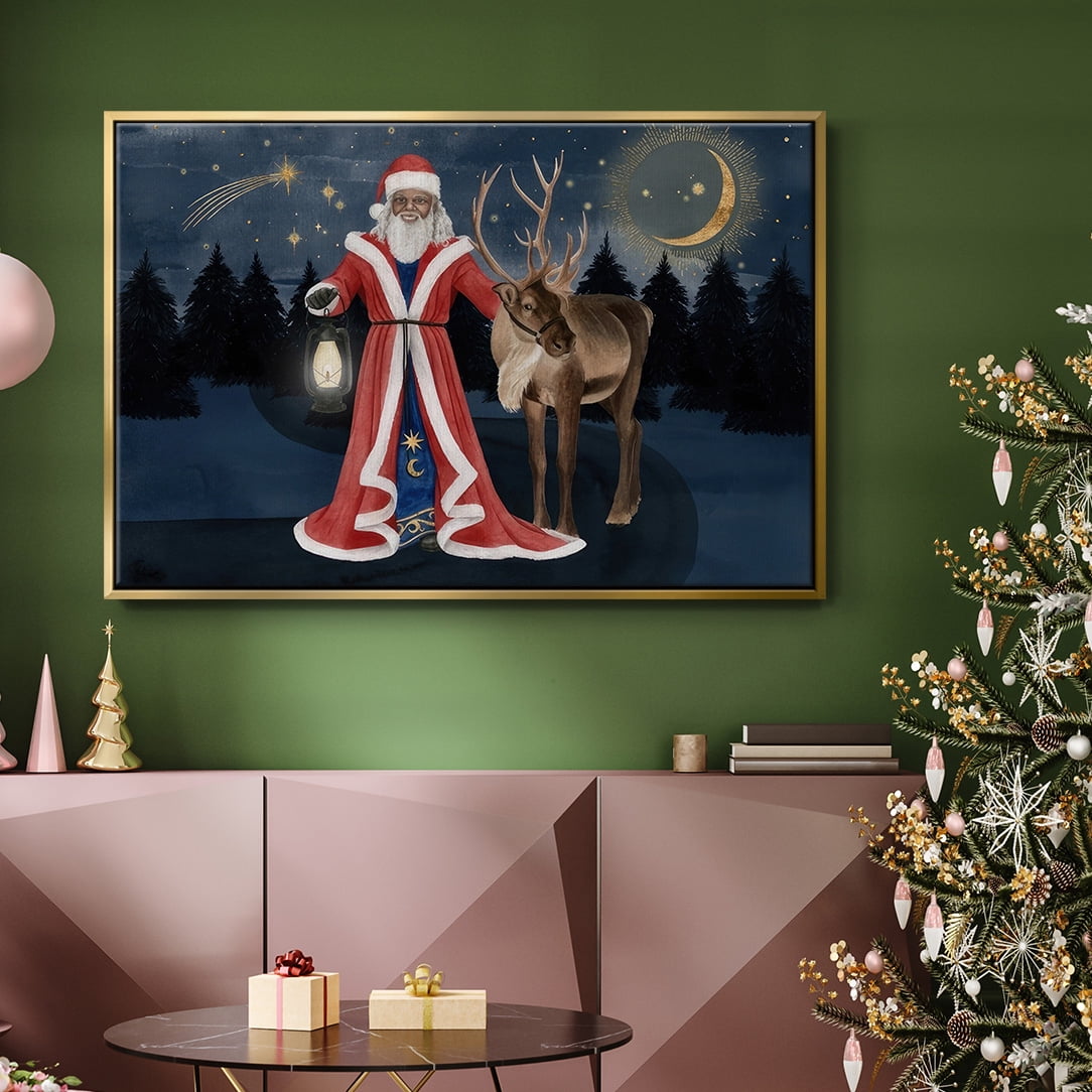 Celestial Christmas Collection A - Framed Gallery Wrapped Holiday Canvas - 17 x 25 - Gold Frame