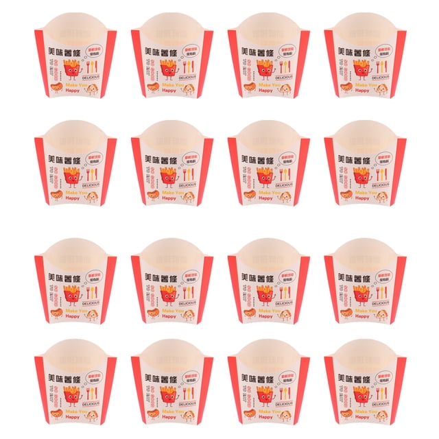 100Pcs Paper Chips Box Disposable Fries Holder Portable Snack Food Box Case Snack Packaging Supplies for Home Shop (Fresh Chips Pattern)