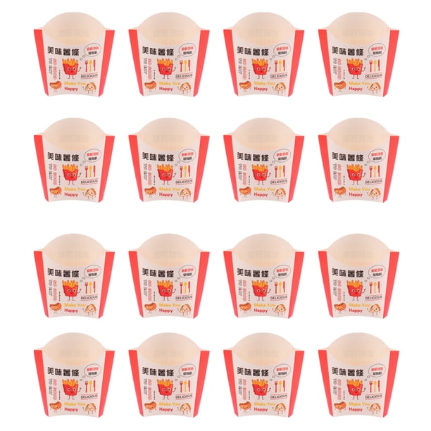 EeaseMX Caja de papel desechable para 100 papas fritas, caja portátil para refrigerios, suministros para el hogar y la tienda (patrón de papas fritas frescas)