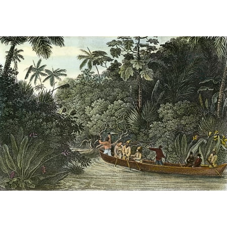 Henry Walter Bates N(1825-1892) At Left Holding A Club Watching Amazonian Native Indians Capturing Turtles And A Cayman Wood Engraving From Bates The Naturalist On The River Amazons 1863 Poster Print