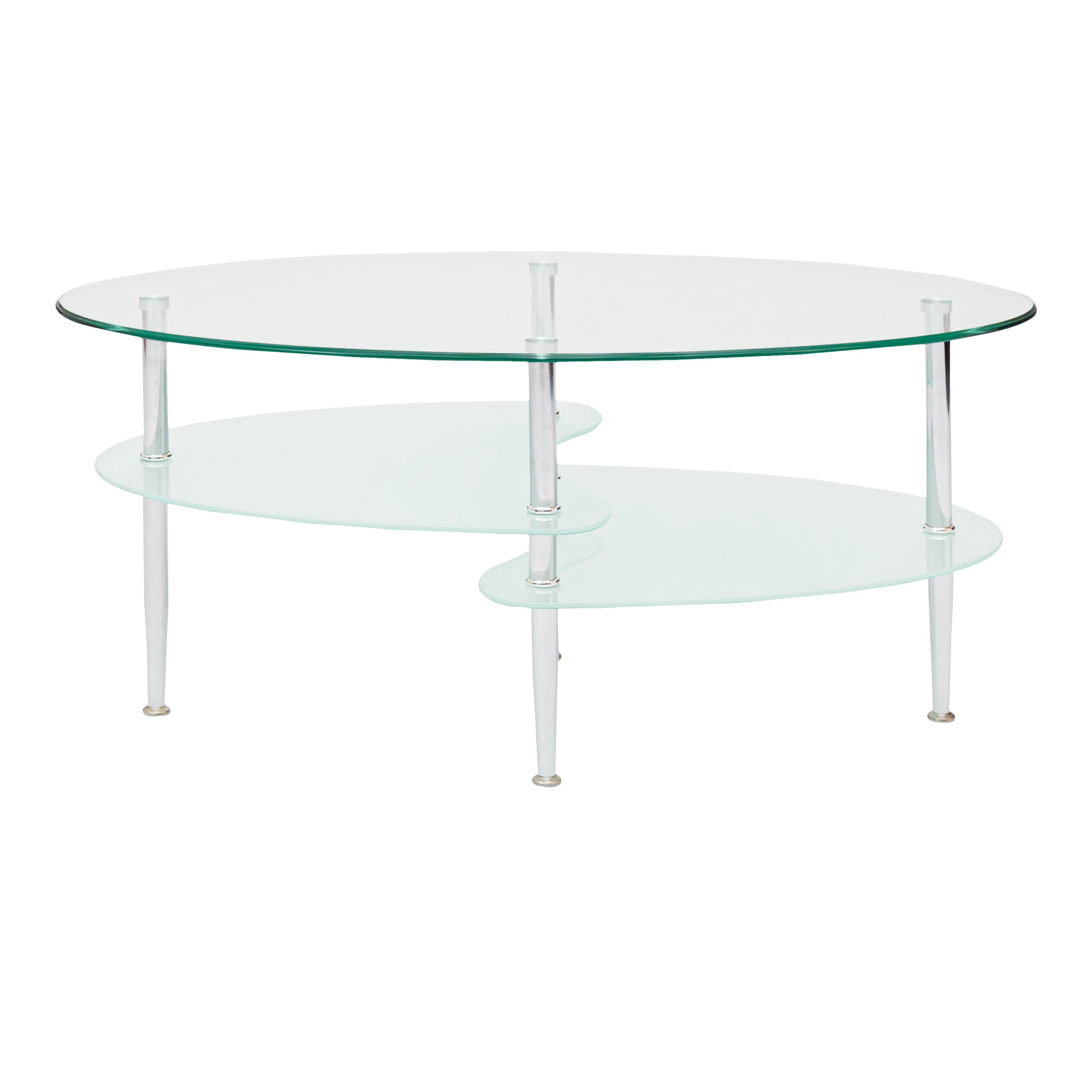 Walker Edison Mid-Century Modern Oval Glass Coffee Table