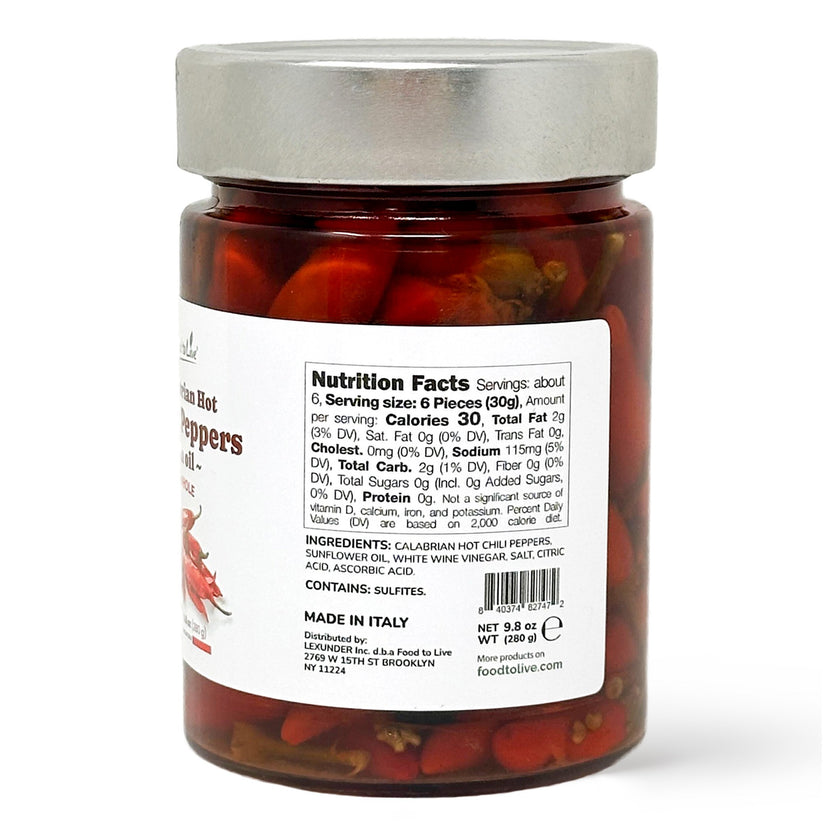 Food To Live Whole Long Calabrian Hot Chili Peppers in Oil, 280 gr – Spicy and Savory Italian Gourmet Seasoning for Pizza, Pasta and Rice. Vegan (Pack of 3)