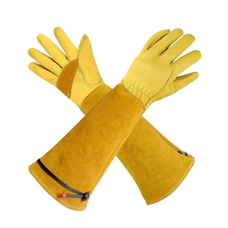 Gants de jardinage pour hommes/femmes, gants de travail en cuir durables et  résistants aux coups de couteau - Protection de l'avant-bras pour les  jardiniers et les agriculteurs, orange épaissi, XL