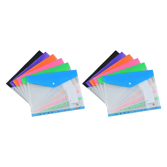 Binder Pocket Organizer Folders, 12 Pack Expandable Folders Envelopes with 11 Holes for 2/3/4 Ring