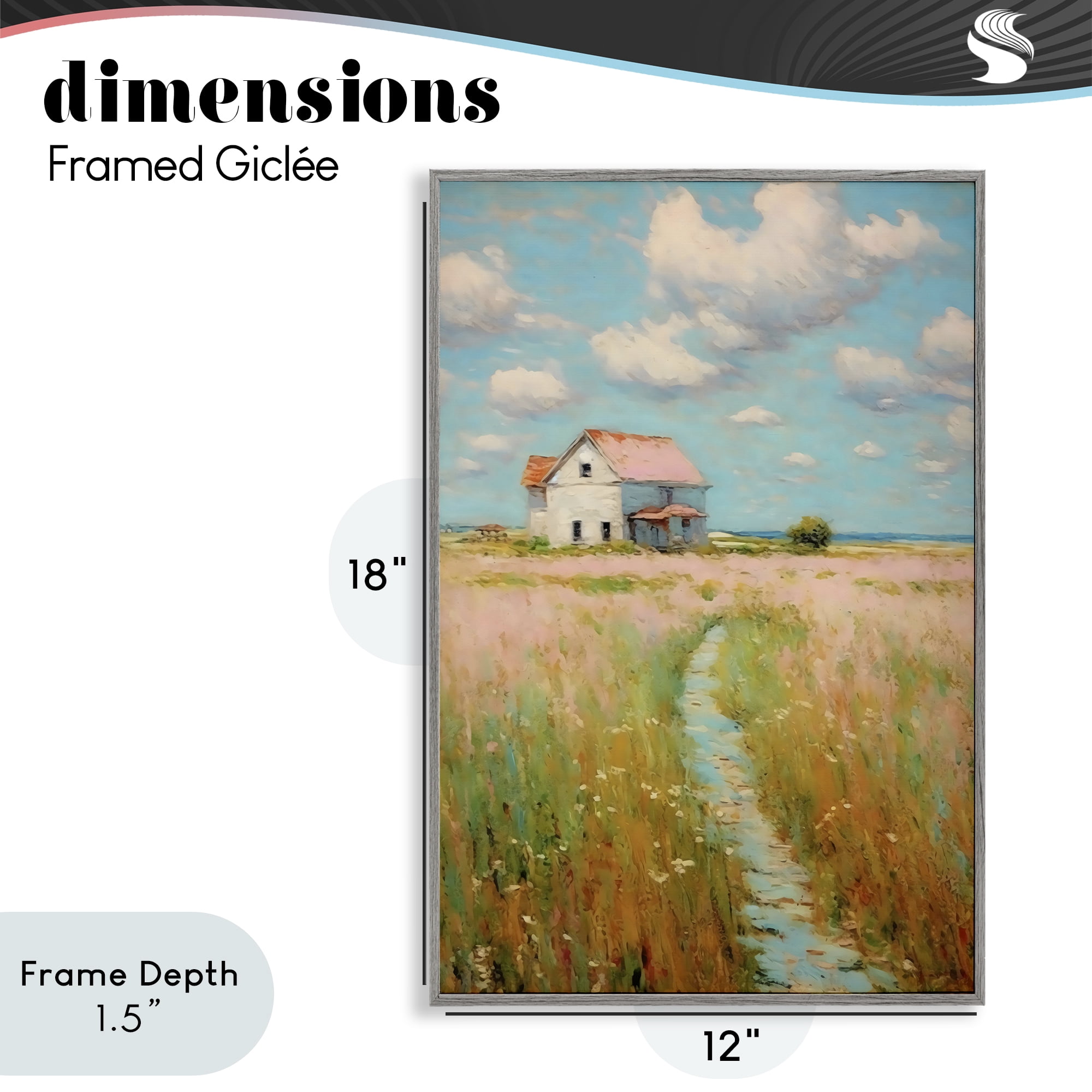 Stupell Industries House in Field of Flowers Gray Framed Giclee Art, design by Creative Studio