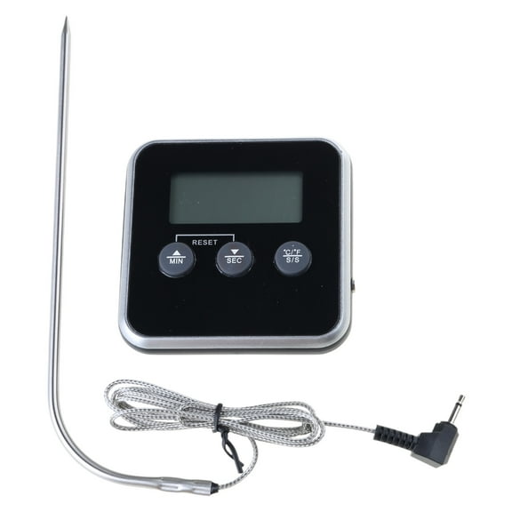 lanema Food Thermometers with Timer Function Kitchen Cooking Stainless Probe Electronic LCD Temperature Detector for Grilling