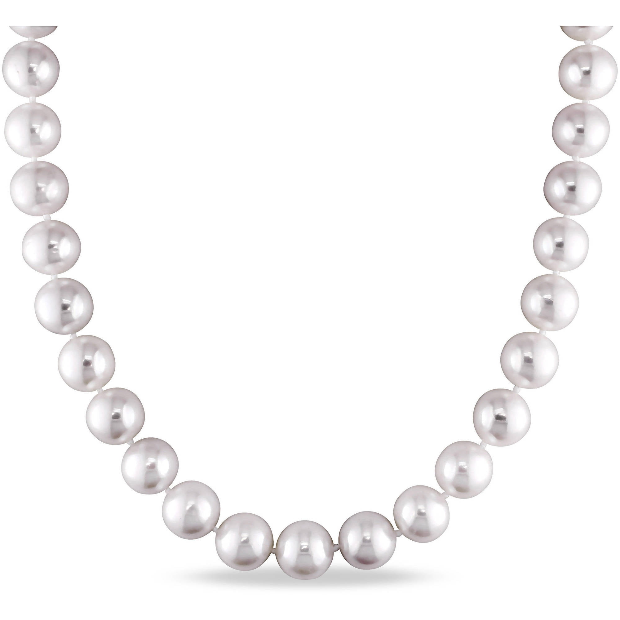 Miabella 10.5-11mm White Round Cultured Freshwater Pearl 14kt Yellow Gold Strand Necklace, 18" by Miabella