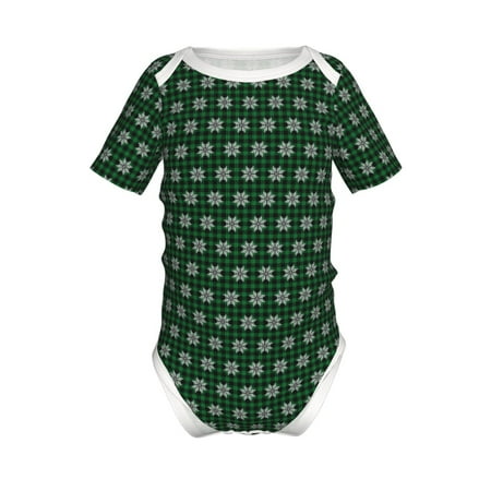 

Lukts Green Buffalo Plaid Merry Christmas Print Baby Short Sleeve Romper Onesie for Newborn Baby Boys and Girls-18 Months