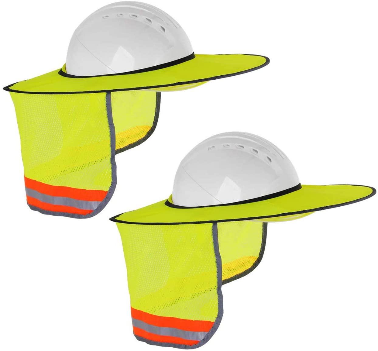 Magiin 2 Pieces Hard Hat Sun Shield Full Brim Mesh Neck Sunshade with