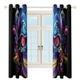 thumbnail image 3 of Halloween Colored Skull Blackout Curtains, Watercolor Pattern Window Treatment Grommet Curtains for Bedroom Thermal Insulated Window Curtains for Living Room 2 Panel Set, 3 of 5