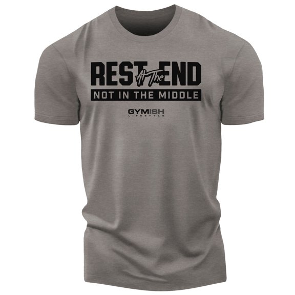 Gymish Rest at The End Workout Shirts for Men Motivational Gym-Goers