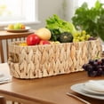 thumbnail image 4 of AuroraX Woven Storage Basket with Lid Handmade Round Seagrass Basket Boho Kitchen Fruit Organizer Natural Water Hyacinth Bin Yellow, 4 of 5