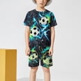 thumbnail image 5 of larppty Soccer for Boys Girls Youth Kids Football Training Uniform Sport Team Shirt and Shorts 2 Piece 2-12Years（Navy， 4-5 Years）, 5 of 6