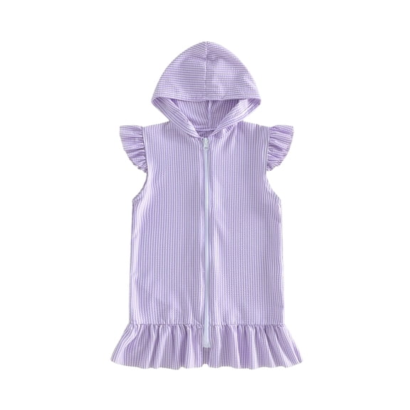 BemeyourBBs Kids Toddler Baby Girls Swim Cover Up Dress Swimwear Poncho Kids Swimsuit Coverup Beach Bathing Suit Flying Short Sleeve Zipper Hooded Coverups Beachwear Wrap
