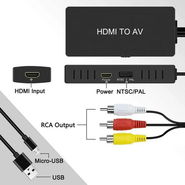 Convertidor HDMI a AV Adaptador HDMI a RCA Adaptador HDMI a TV anterior Bodega Aurrera en linea