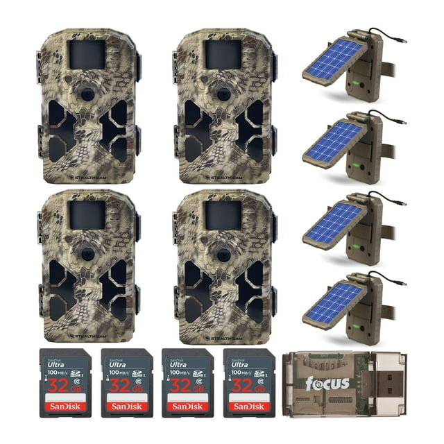 Stealth Cam 2022 G42NG 32-Megapixel No Glow Trail Camera with Solar Power Panel, 32GB Cards and Card Reader