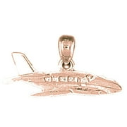 14K Rose Gold Airplane Pendant - 11 mm