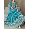 thumbnail image 3 of MORTTIC Women's Ethnic Print A-Line Maxi Dress Elegant Long Sleeve Crew Neck Swing Dress, S, 3 of 6