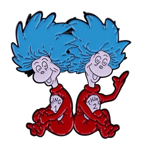 Thing 1 and Thing 2 Enamel Metal Pin 1.5 Inch Tall
