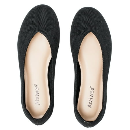 

Ataiwee Women s Wide Width Flat Shoes，Plus Size Round Toe Slip on Wide Ballet Shoes.