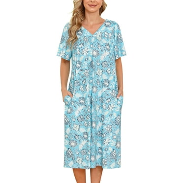 Avidlove Women's Nightgown Short Sleeve House Dress with Pockets Comfy Loungwear Floral Print Sleepwear