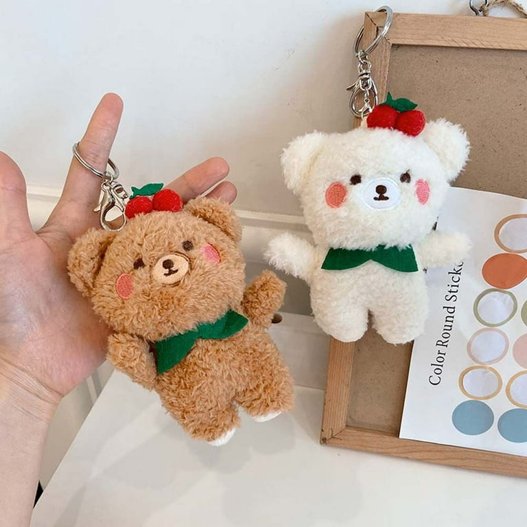 Cute Lovely Rabbit Unisex Teddy Bear Doll Strawberry Bear Bag accessories  Key Ring Bag Pendants Plush Toy Keychain 03 
