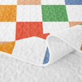 thumbnail image 5 of Manfei Checkered Art Twin Quilt Set,Geometric Plaid Twin Coverlet Set,Green Orange Blue,2-Piece,1 Bedspread and 1 Pillowcase, 5 of 7