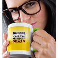 thumbnail image 2 of 3drose, Nurses Call the Shots, 15oz Two-tone Green Mug, 2 of 6