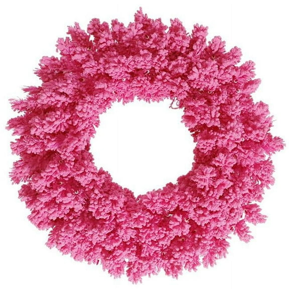 Vickerman 36" Plastic Fir Artificial Christmas Wreath in Flocked Pink