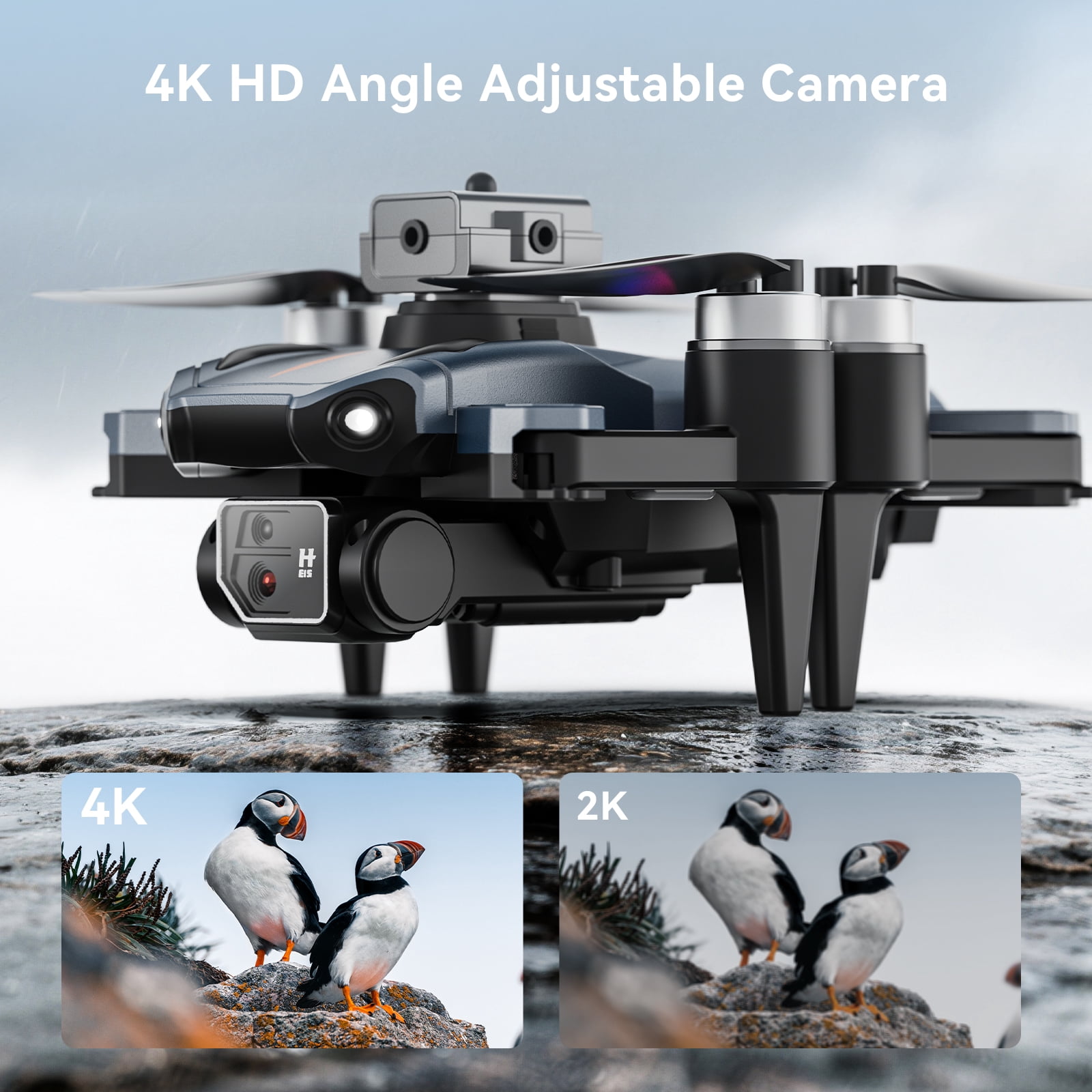 JoyStone RC Drone with 4K Camera for Adults Kids, Brushless Mini Drone with Headless Mode, RC Quadcopter with Colorful LED Light, 2 Batteries for Beginners