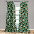 thumbnail image 5 of Ambesonne Tropical Curtains, Toucans Monsteras Palms, Pair of 28"x84", Orange Dark Seafoam Green, 5 of 5