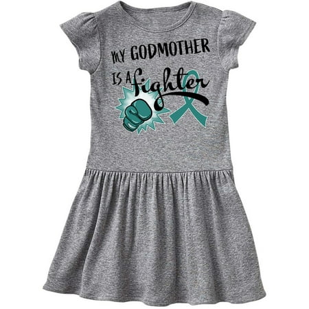 

Inktastic Ovarian Cancer Awareness My Godmother is a Fighter Gift Toddler Girl Dress