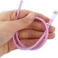 thumbnail image 3 of HUGFEGWE Spiral Cable Protector, 1.55M Chargers Cable Protector Data Cable Protective Sleeve Headphone Cable Saver for USB Data Cable(Laser Pink) CJB91-61919, 3 of 8