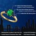 thumbnail image 2 of Gem Stone King 1.45 Ct Oval Green Nano Emerald Blue Sapphire 18K Yellow Gold Plated Silver Ring, 2 of 6
