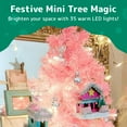 thumbnail image 6 of PREXTEX 23-Inch Mini Pink Flocked Christmas Tree with LED Lights, Ornaments, and Gifts - Small Tabletop Christmas Tree with Snowy Branches, Warm White Lights, Indoor or Outdoor Holiday Decor, 6 of 7