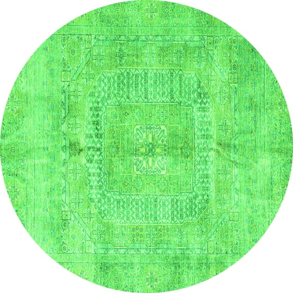 Ahgly Company Indoor Round Abstract Green Modern Area Rugs, 7' Round