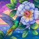 thumbnail image 1 of (H2110) Pintura Al Óleo Digital Colibrí Recogiendo Flores Serie Animal Pintura Al Óleo Digital 40 * 40 Cm Sin Marco, 1 of 9