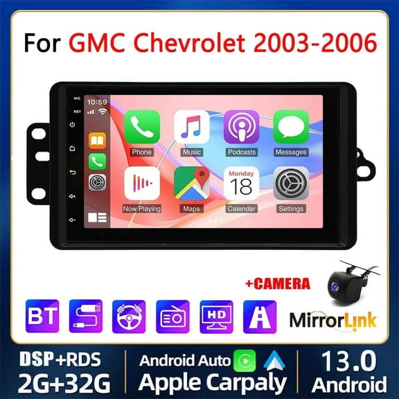 Car Stereo Radio for GMC Chevrolet 2003-2006 7" Android 13 Touchscreen, Car Radio 2 32G Wifi GPS Navigation, Wireless CarPlay Android Auto