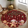 thumbnail image 2 of Round Rug 5Ft Washable Non-Slip, Gingerbread Christmas Circle Area Rugs for Living Room Bedroom, Xmas Balls Branches Red Buffalo Plaid Indoor Floor Mats Carpet Runner for Home Decor Aesthetic, 2 of 8